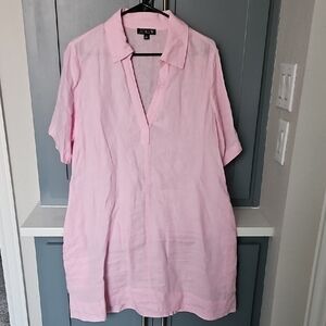 J. Crew Pink Womens Linen Dress With Pockets